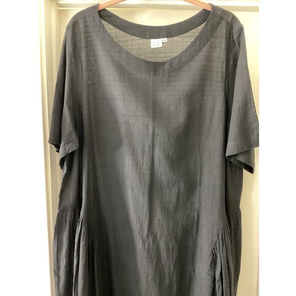 World Of Crow Womens Black Cotton Midi Dress Size 1X Loose Fit - Picture 3 of 5